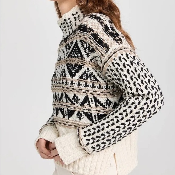 Splendid Cream and Black Turtleneck Chunky Sweater - Picture 3 of 16